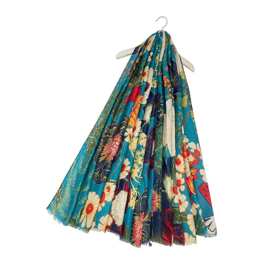 Botanical Floral & Toadstool Scarf