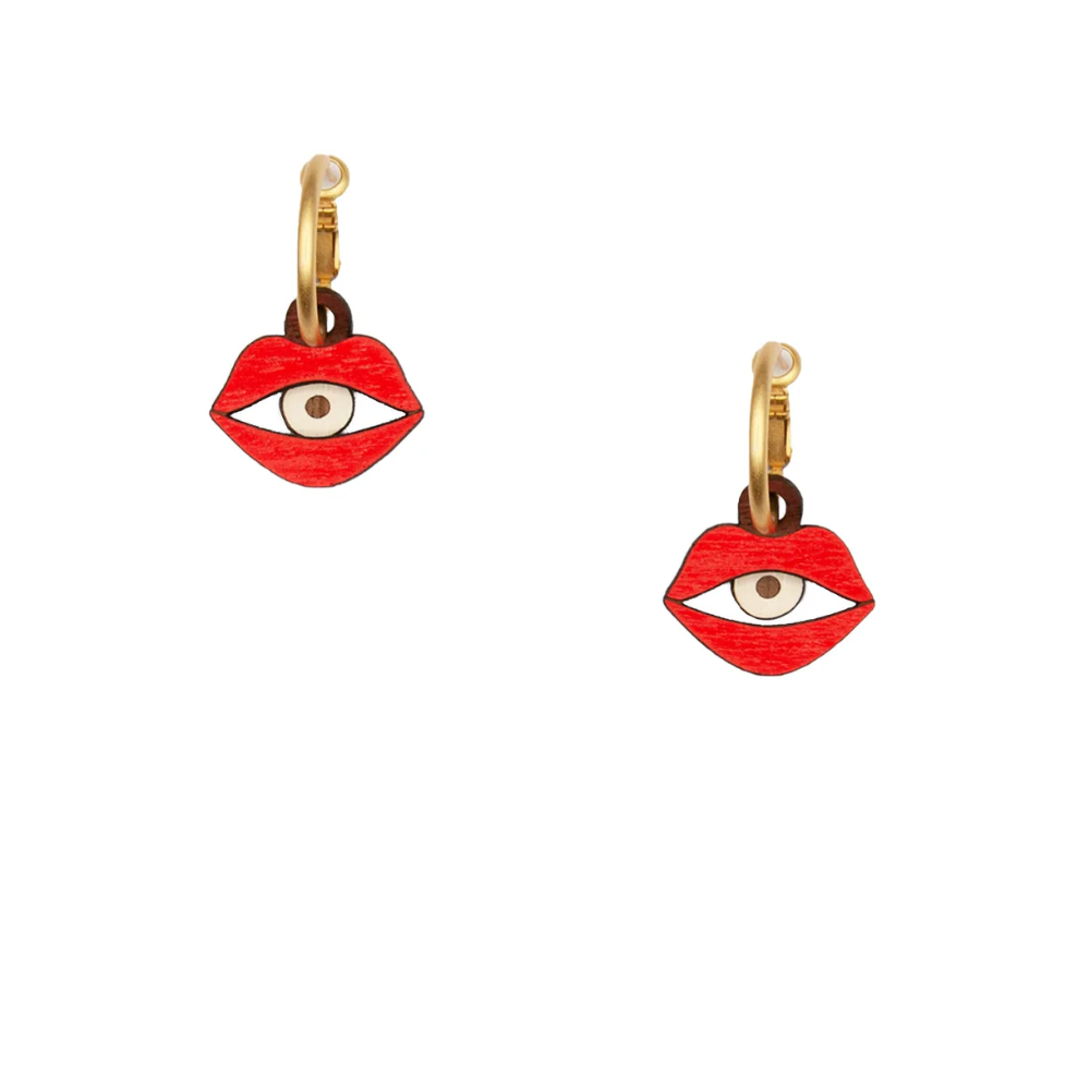 Eye in a Mouth Hoop Earrings