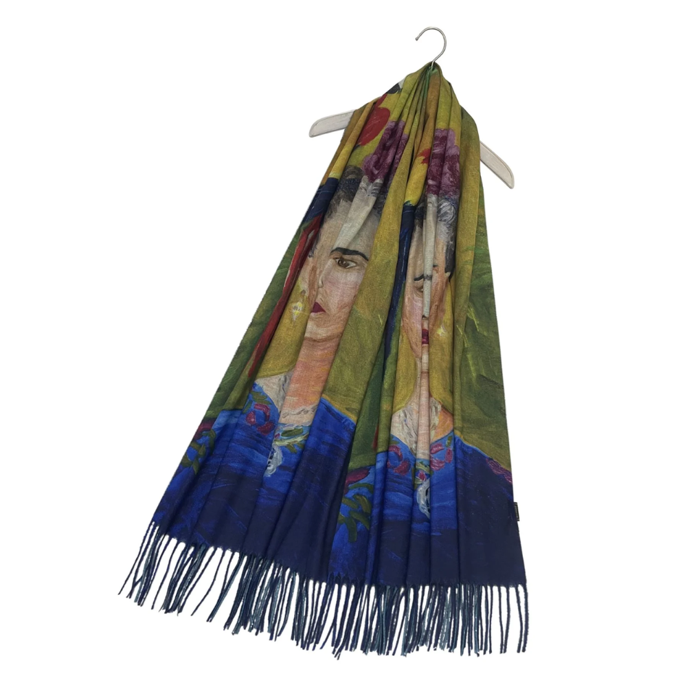 Frida Kahlo & Parrot Tassel Scarf