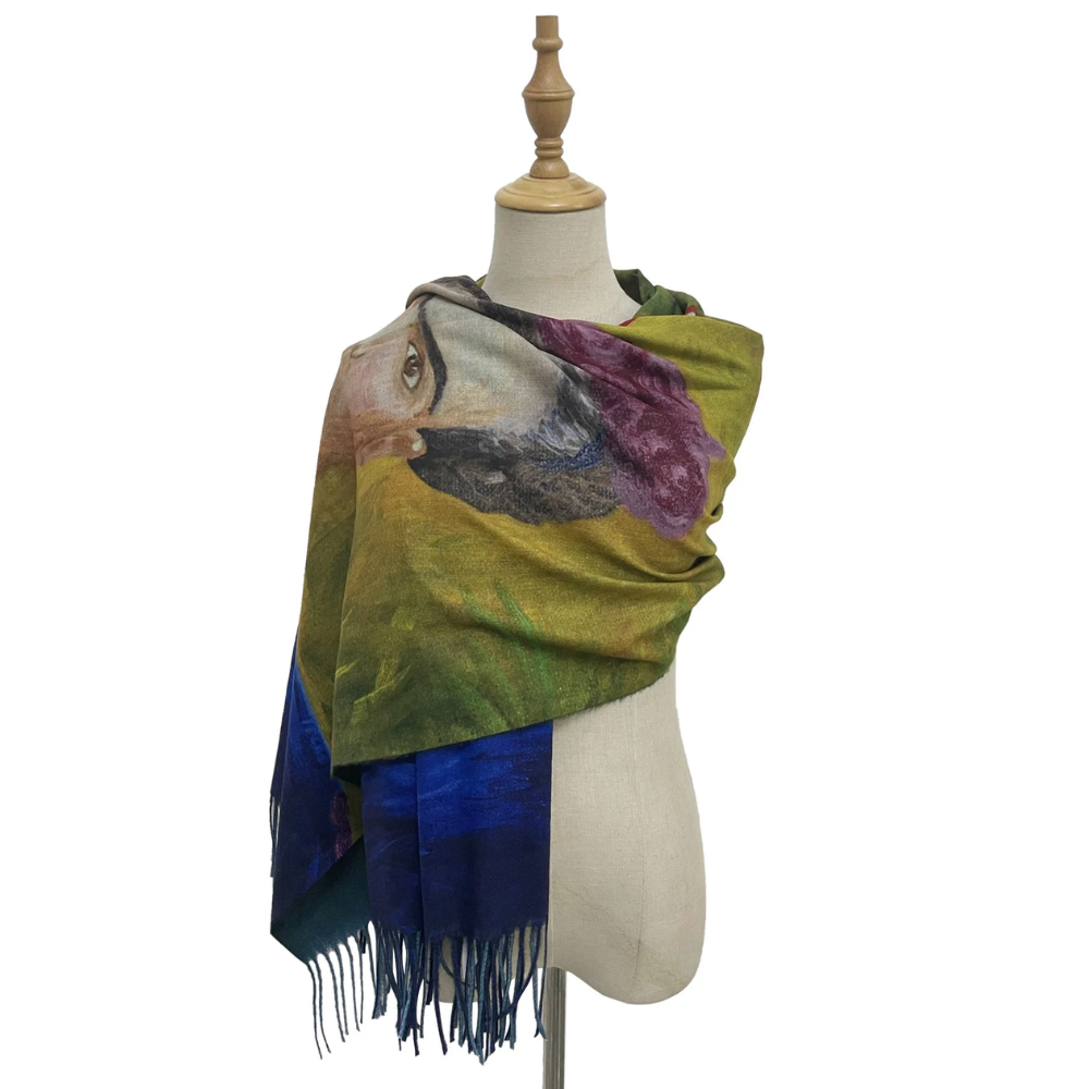 Frida Kahlo & Parrot Tassel Scarf