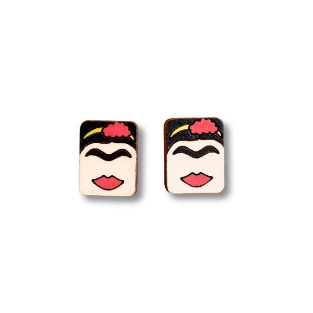 Hand-Painted Frida Portrait Earrings