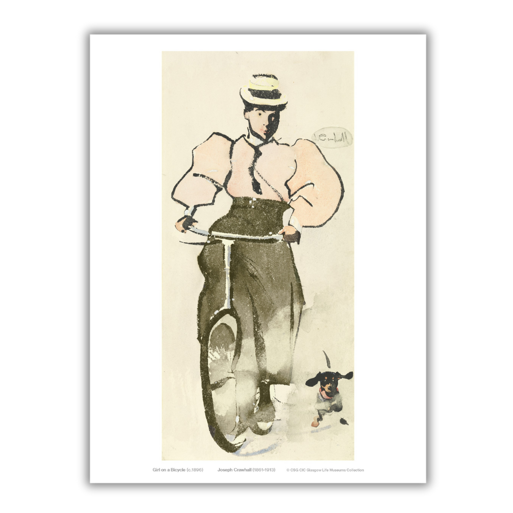 Joseph Crawhall: Girl on a Bicycle Print