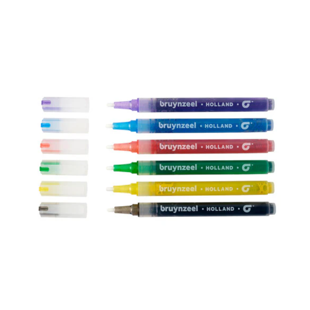 Bruynzeel Glitter Felt Tip Set - 6 colours