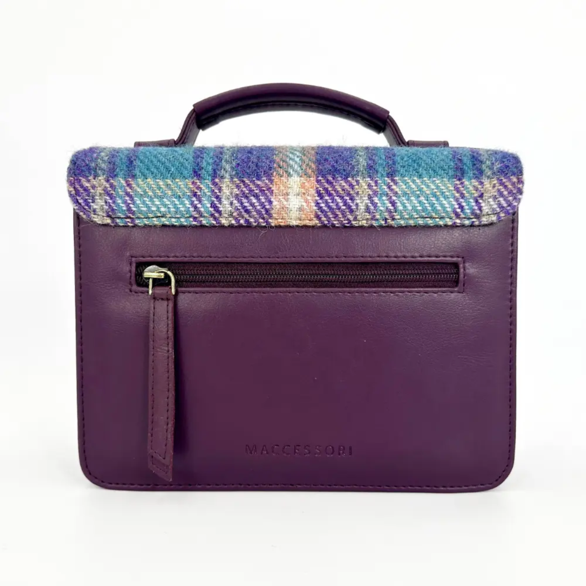 Harris Tweed Mini Messenger Bag - Purple & Green Check