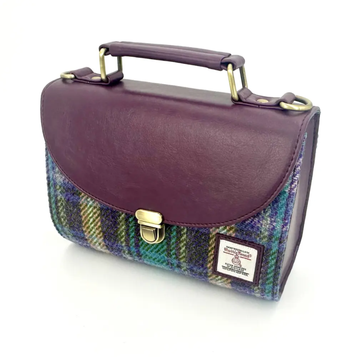 Harris Tweed Mini Day Bag - Purple & Green Check