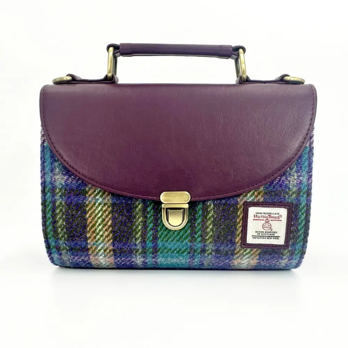 Harris Tweed Mini Day Bag - Purple & Green Check