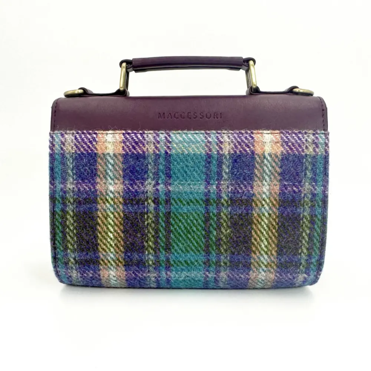 Harris Tweed Mini Day Bag - Purple & Green Check