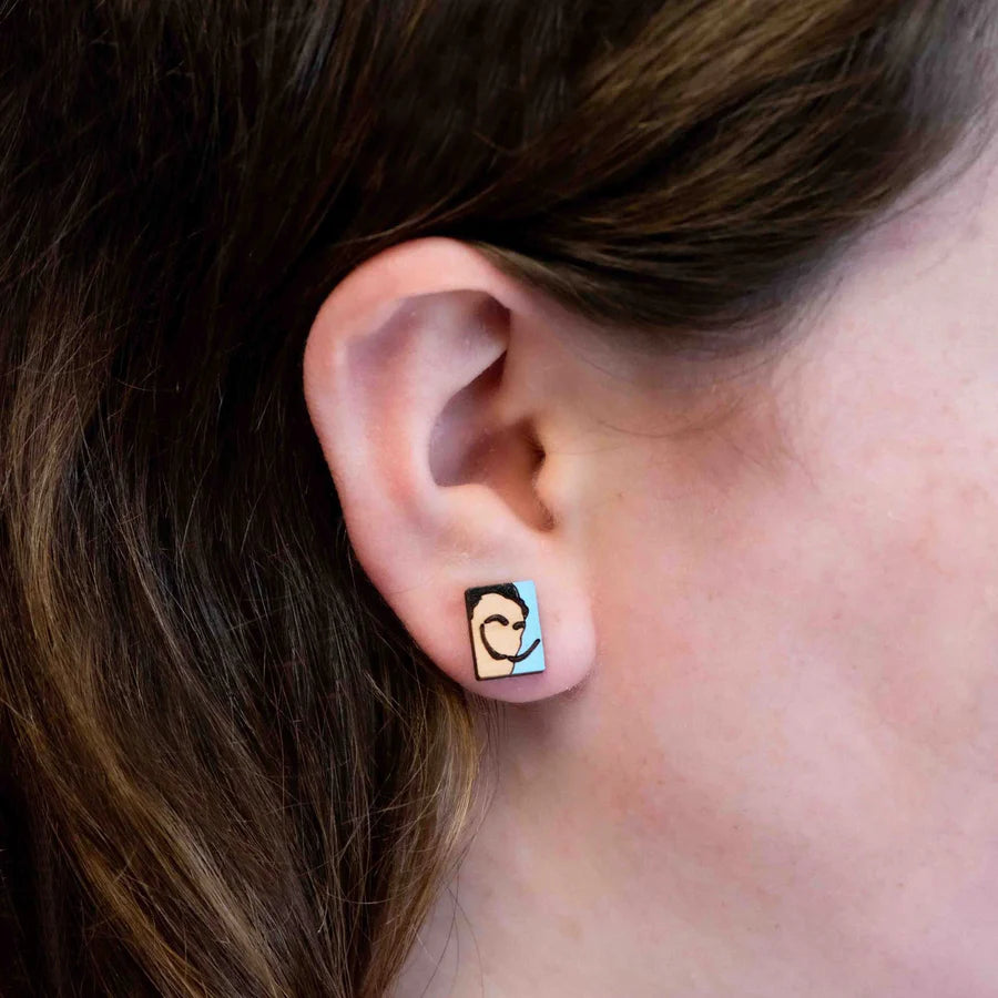 Hand-Painted Dali Portrait Earrings