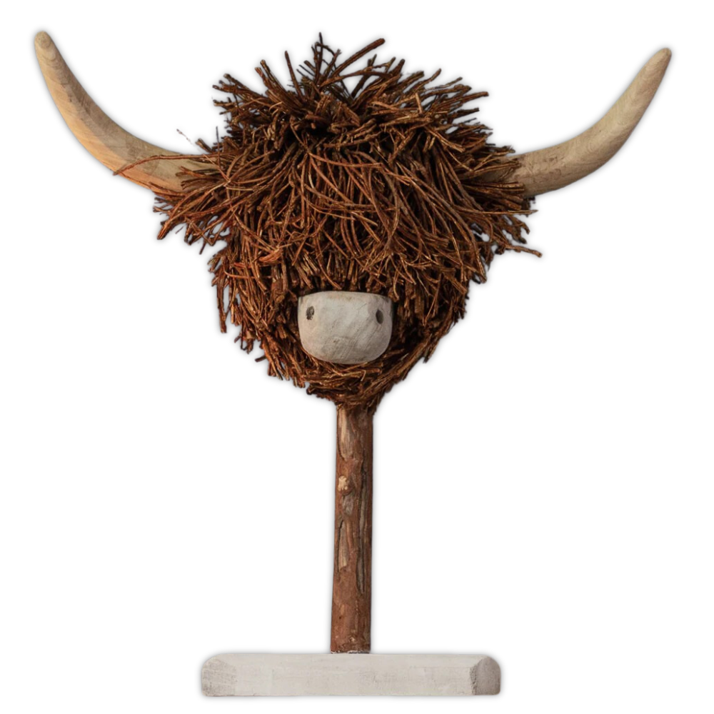 Highland Cow Sculpture With Stand