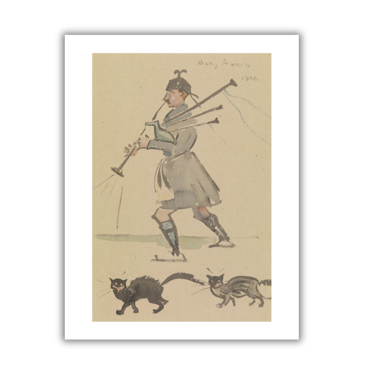 Joseph Crawhall: Highlander Playing Bagpipes Postcard
