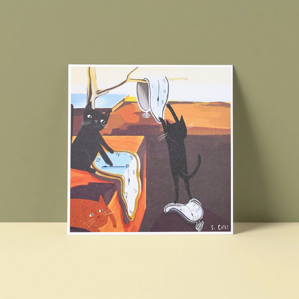 Persistence Of Cats Greeting Card by Niaski – Dali Inspired | Glasgow ...
