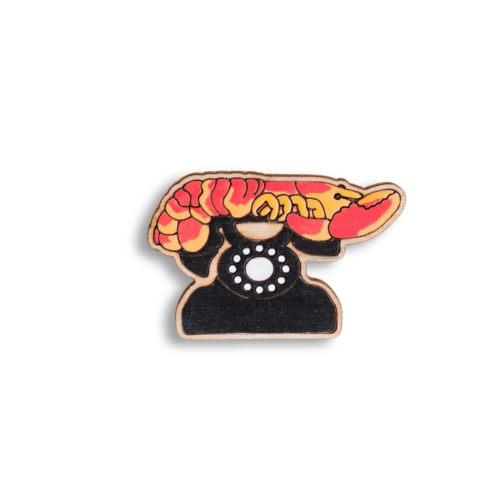 Hand-Painted Lobster Telephone Pin