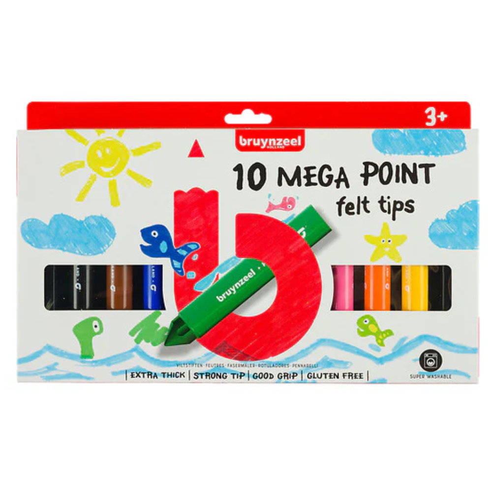 Bruynzeel Mega Point Felt tip Set - 10 Colours
