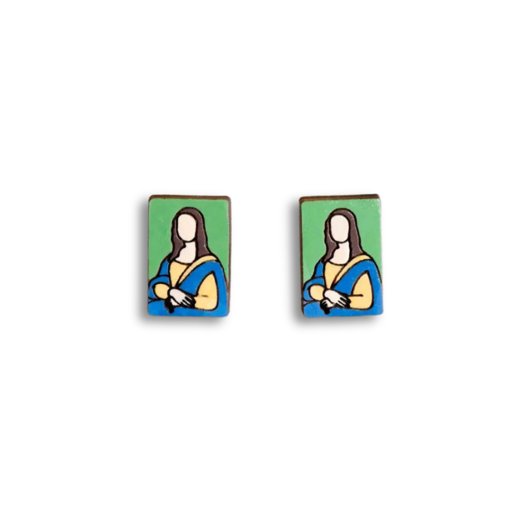 Hand-Painted Mona Lisa Earrings