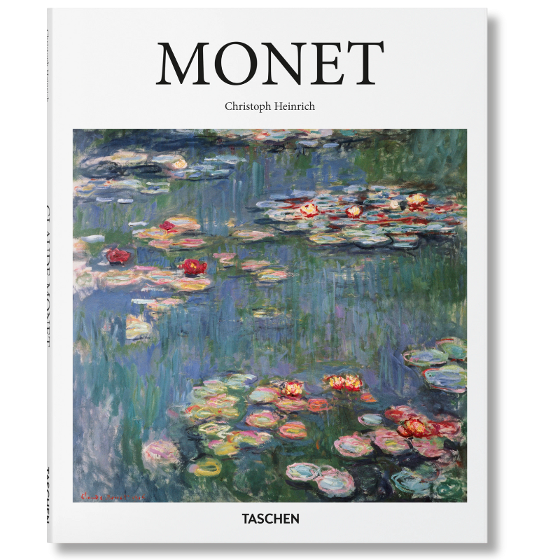 Cover of the book 'Monet' by Christoph Heinrich, featuring a painting of water lilies by Claude Monet.