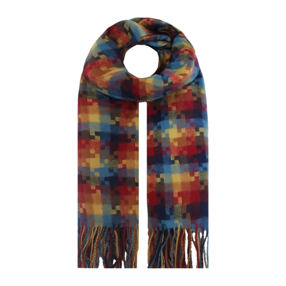 Puzzle Print Wool Mix Scarf