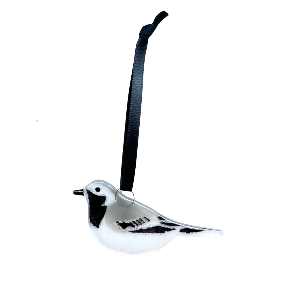 Pied Wagtail Glass Decoration