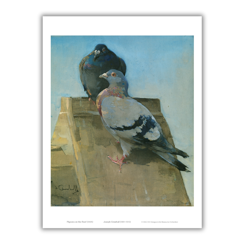 Joseph Crawhall: Pigeons on the Roof Print