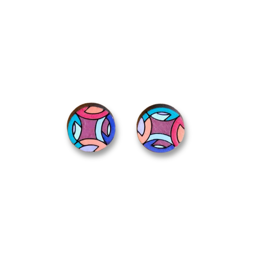 Hand-Painted Geometric Pattern Earrings