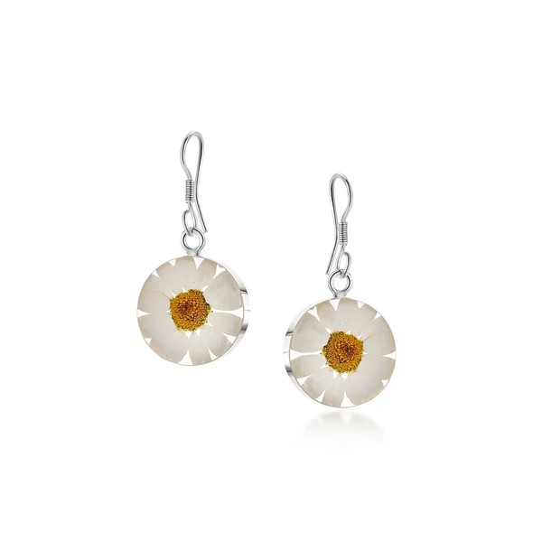 Silver Full Moon Drop Earrings - Daisy