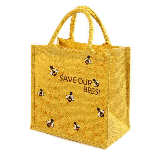 Save Our Bees Jute Shopping Bag