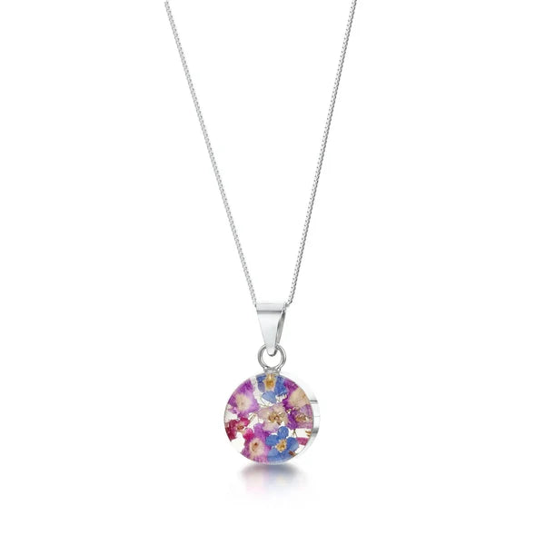Silver Round Pendant - Purple Haze