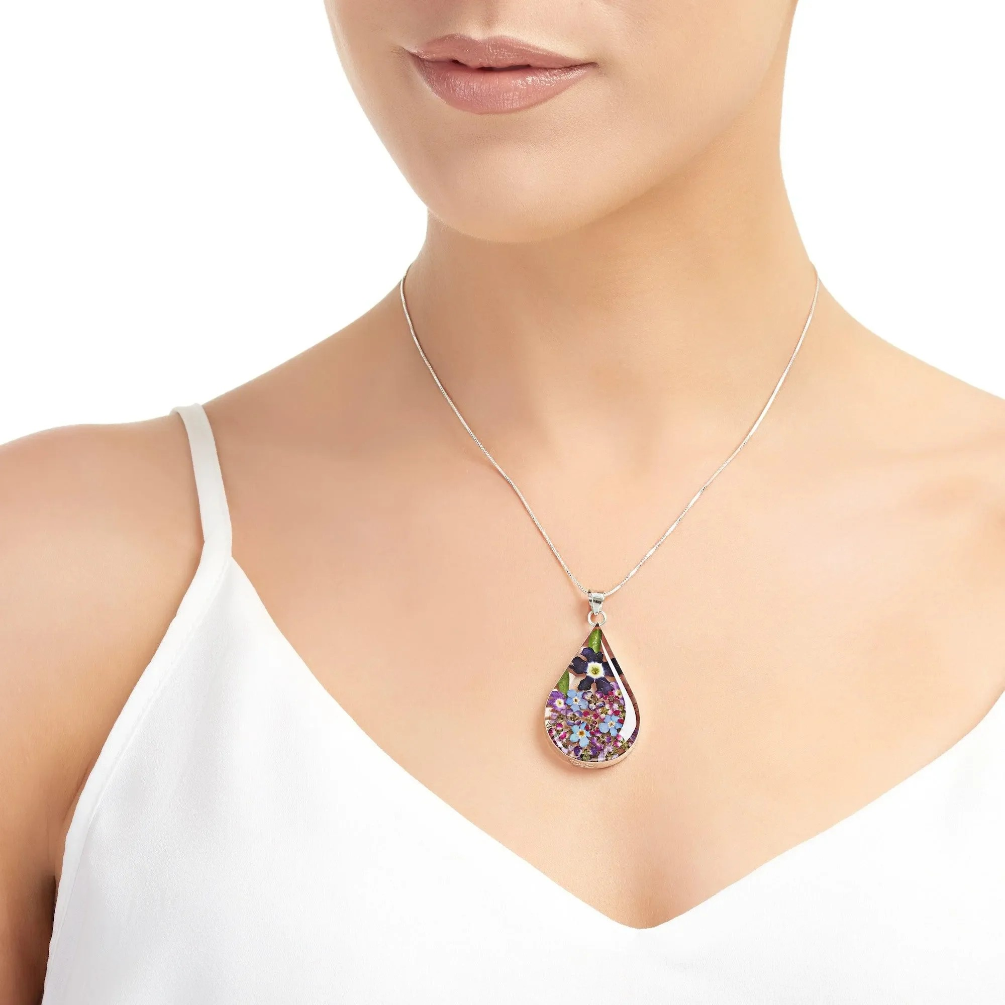 Silver Teardrop Pendant - Purple Haze