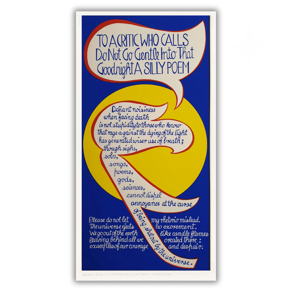 Alasdair Gray: To A Critic Hand Signed Limited Edition