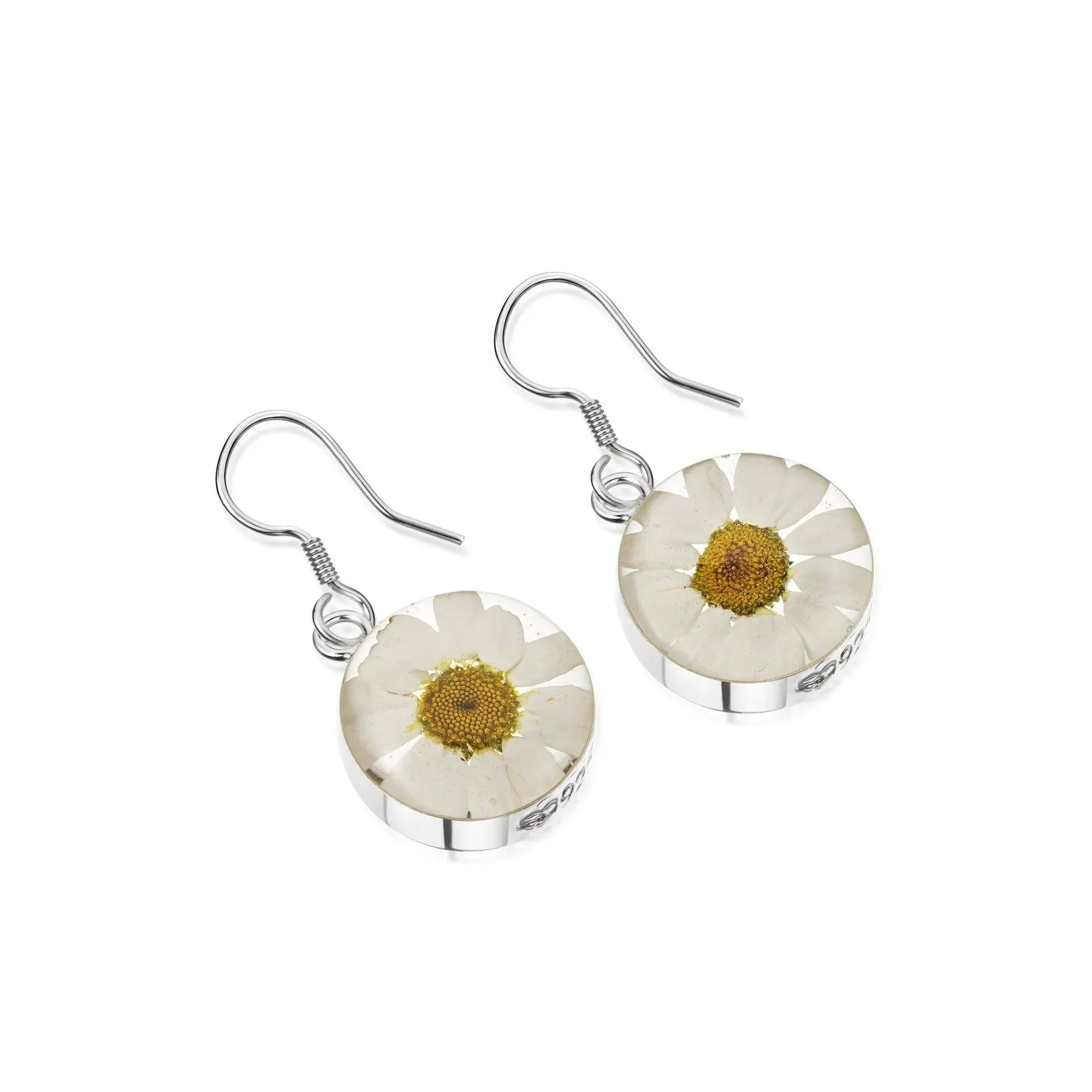 Silver Full Moon Drop Earrings - Daisy