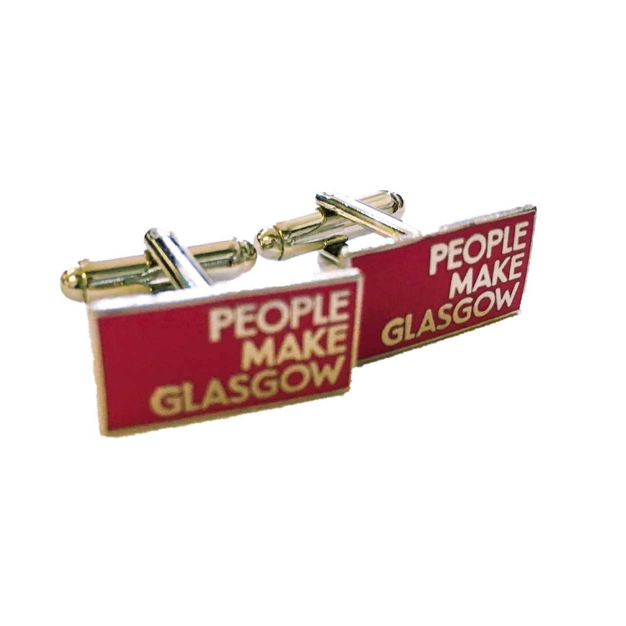 People Make Glasgow Pink/Silver Metal Cufflinks