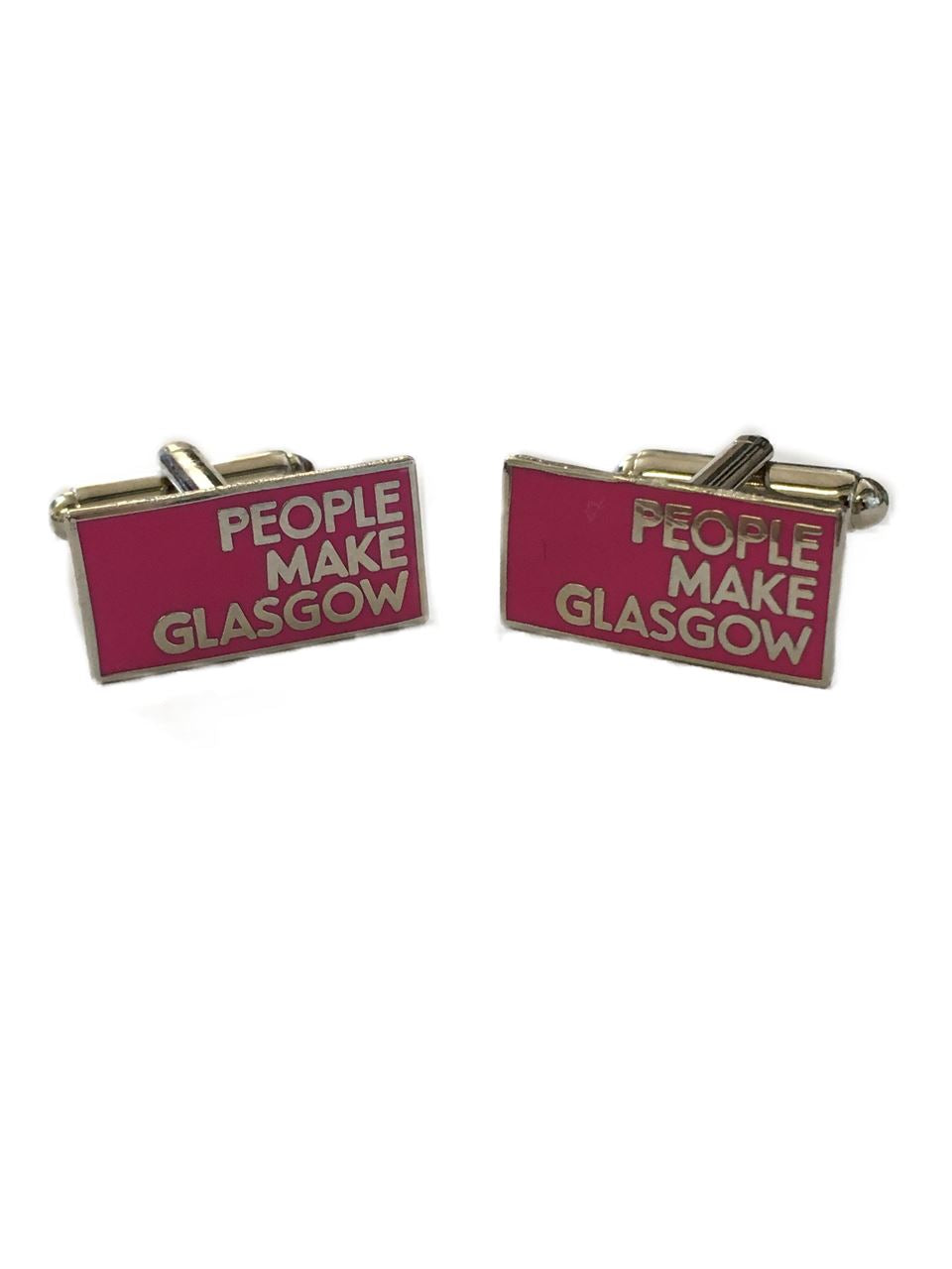 People Make Glasgow Pink/Silver Metal Cufflinks