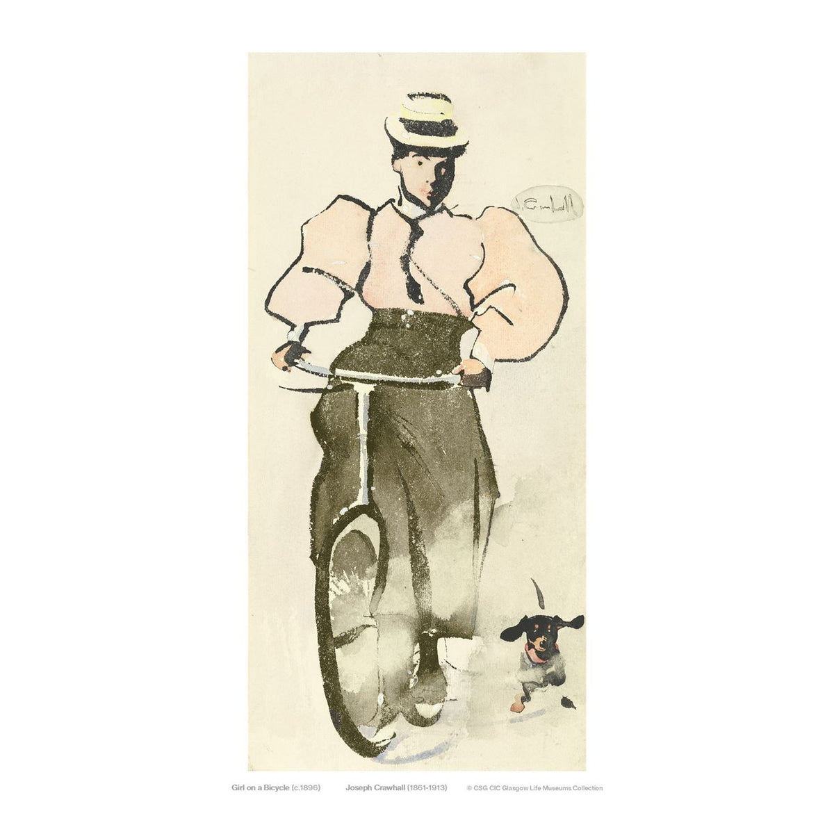 Joseph Crawhall: Girl on a Bicycle Print