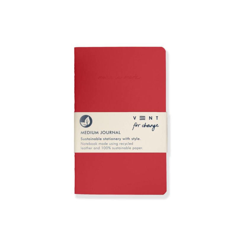Recycled Leather Journal - Red