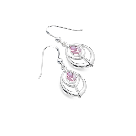 Mackintosh Silver & Pink MOP Teardrop & Tulip Earrings
