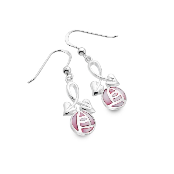 Mackintosh Silver & Pink MOP Rose & Leaf Earrings