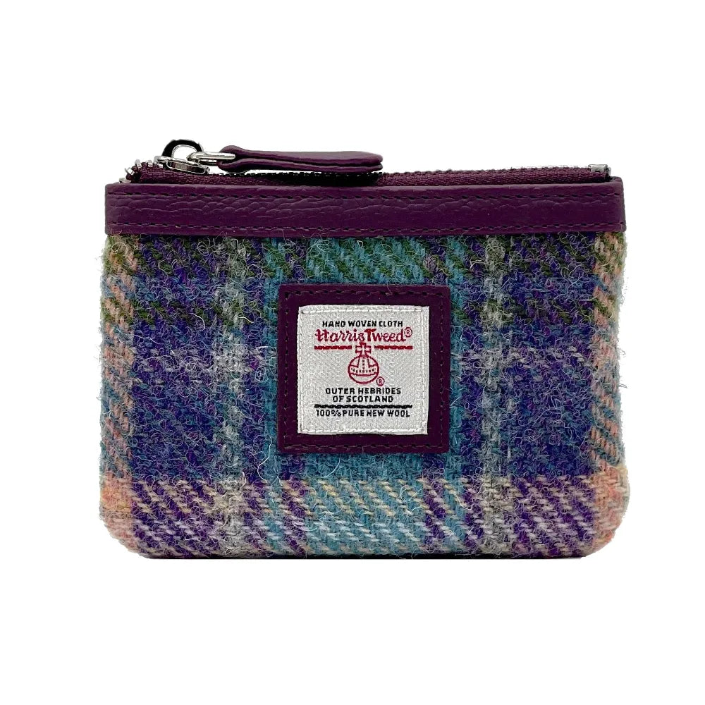 Harris Tweed Coin Purse - Purple & Green Check