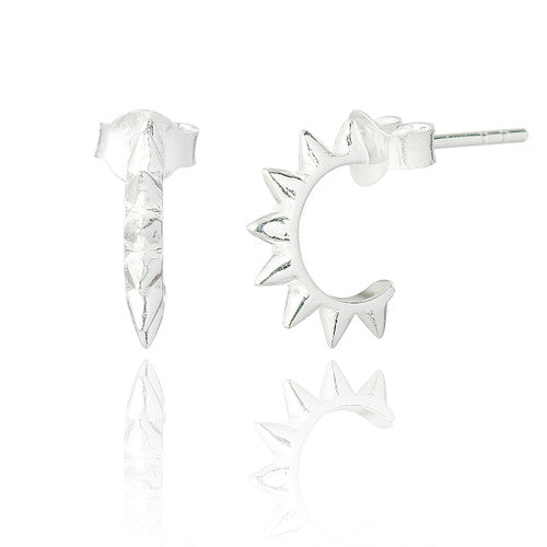 Auberta Silver Spike Hoop Earrings