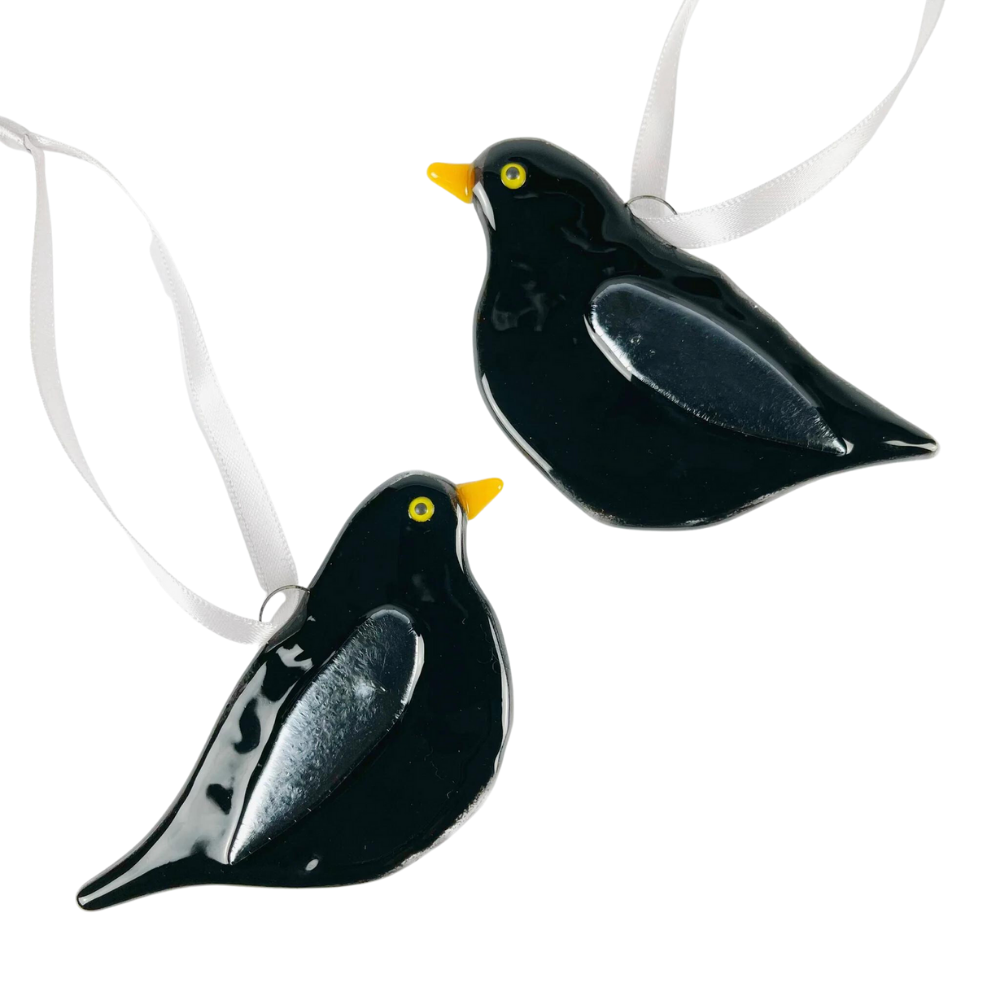 Blackbird Glass Decoration