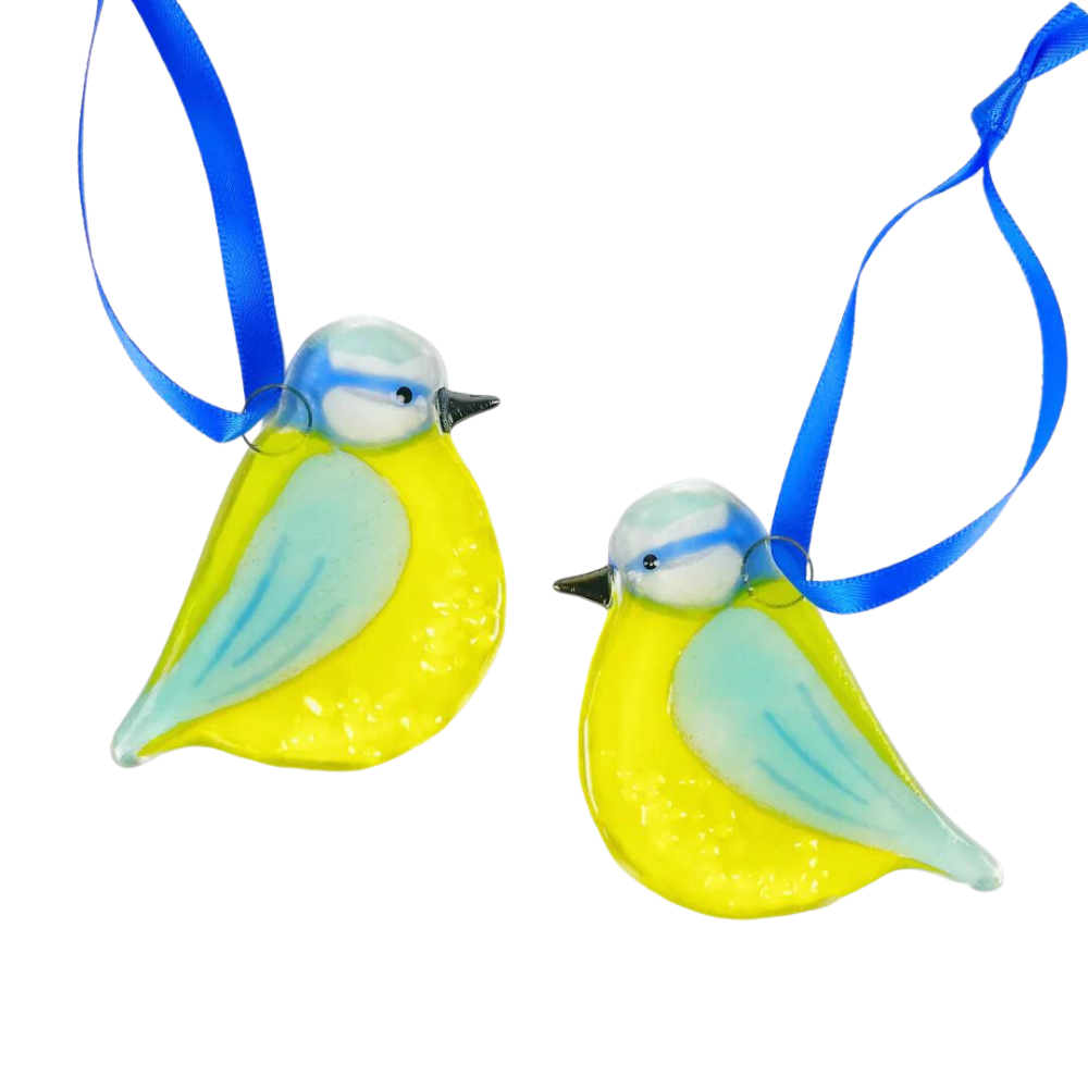 Blue Tit Glass Decoration