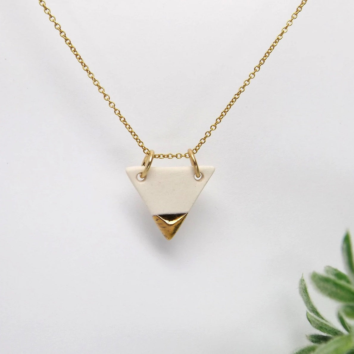 Triangle Porcelain Necklace - Gold
