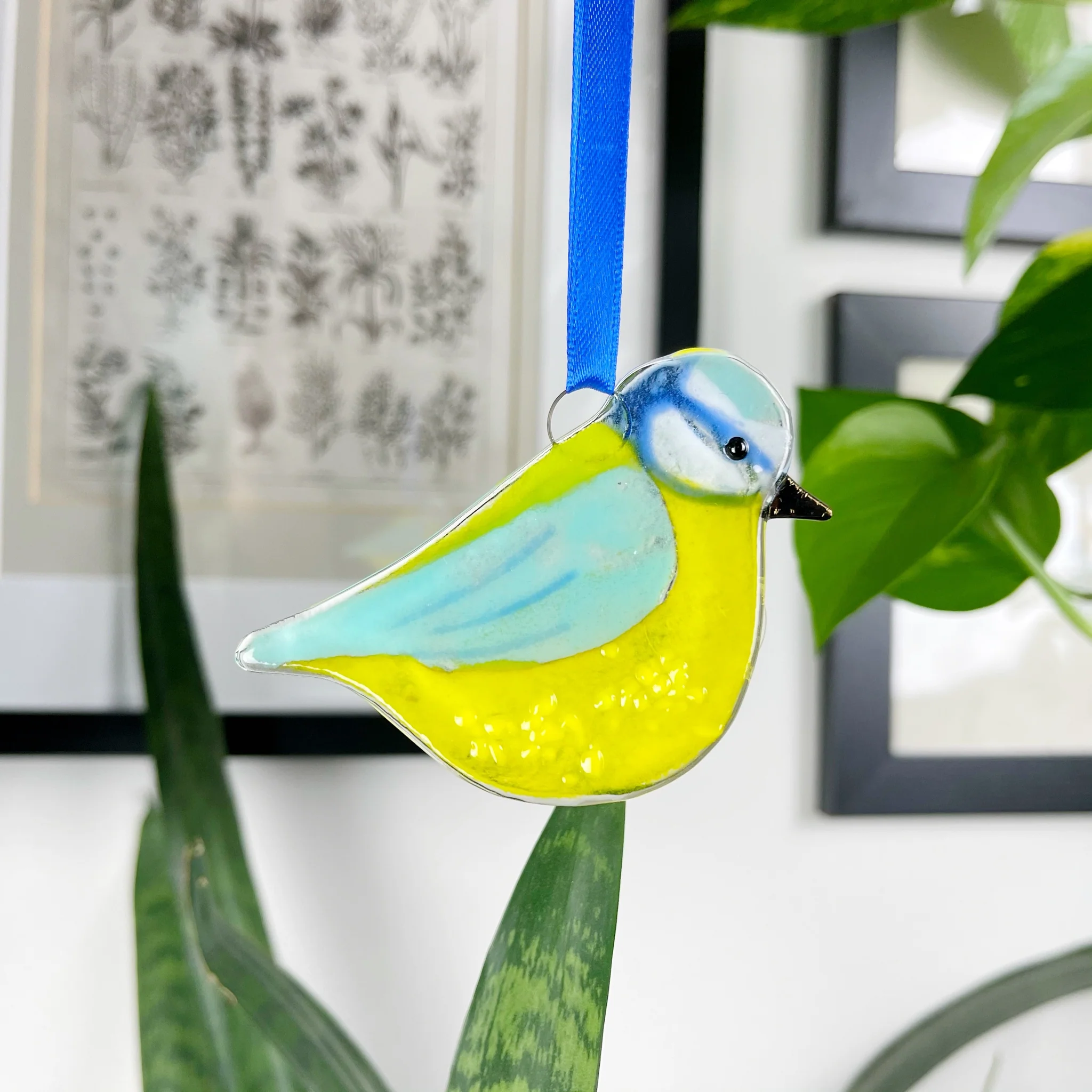 Blue Tit Glass Decoration